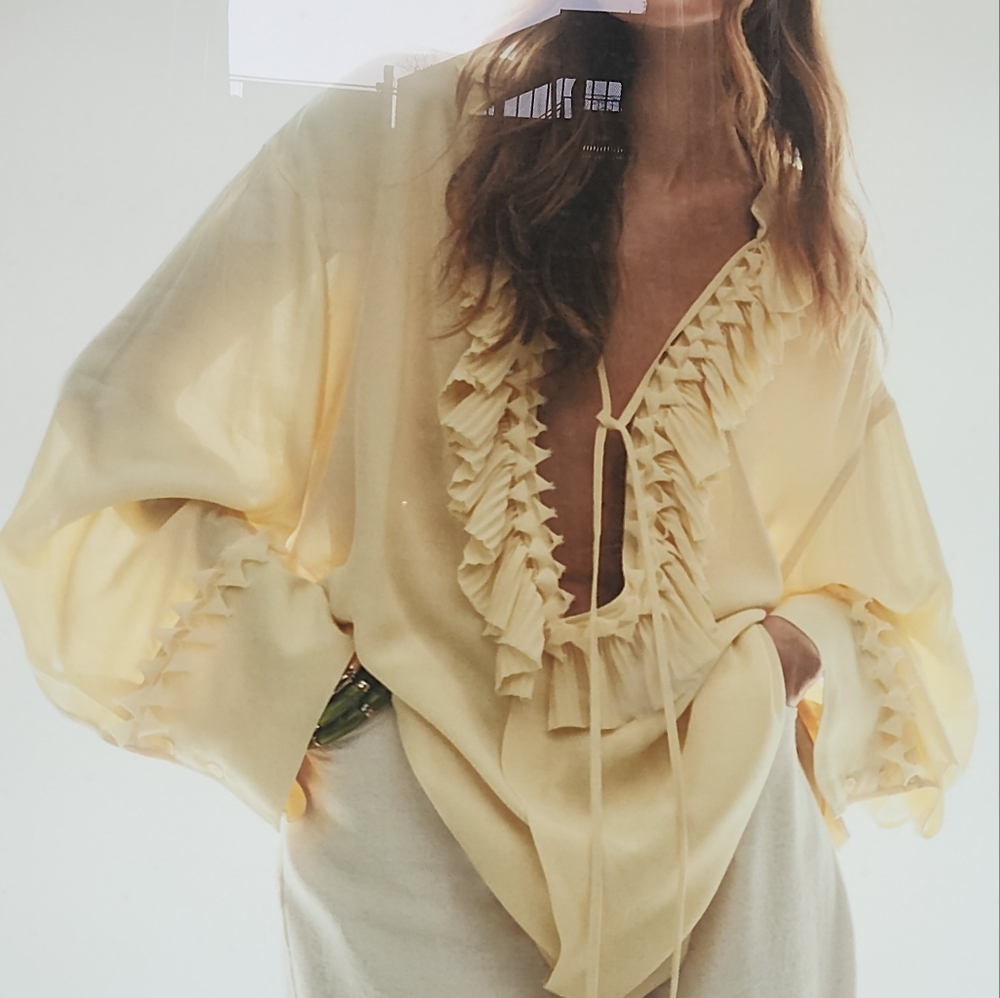 H&M S/S 2025 The STUDIO Ruffled Tunic Pale Yellow ONLY NO LOW BALLING!! - Picture 3 of 16